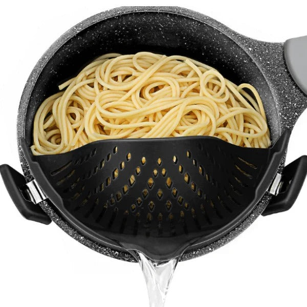 Pasta Strainer, Pot Strainer Clip on Silicone – Adjustable Clip on Strainer for Pots